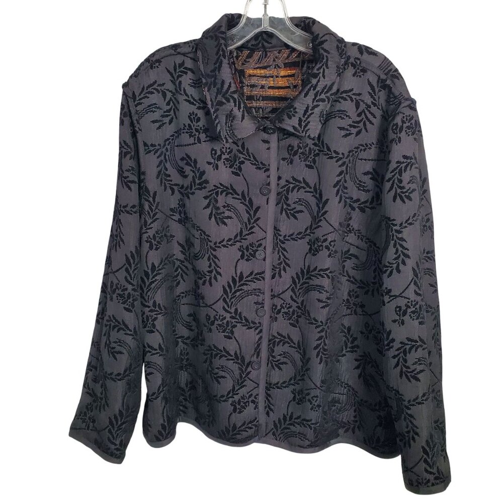 Coldwater Creek Size XL Jacket Reversible Tapestry Jacquard Chenille Velvety Art - Picture 4 of 15
